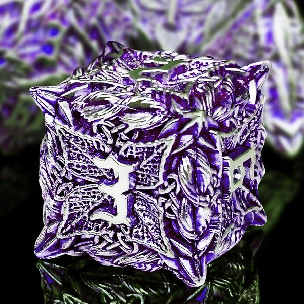 MJDICEOK Metal Dice Vine Leaf Set DND Dice 7 Polyhedral