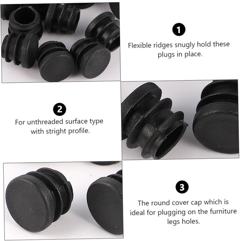 BIUDECO 50pcs Round Plastic Tubing Plugs End Caps for Chair