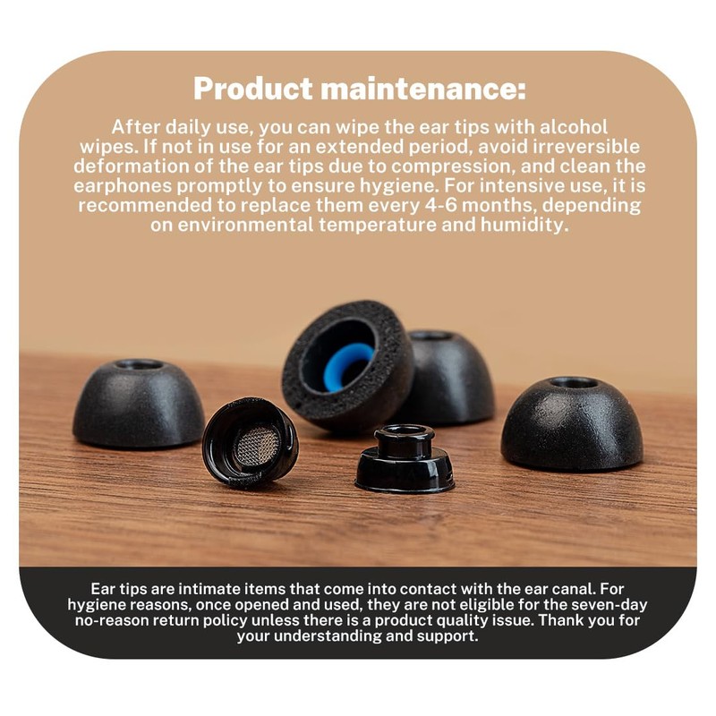 [SML-3 Pairs] KBEAR Memory Foam Replacement Ear Tips for AirPods