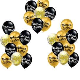 JumDaQQ Welcome Home Balloons Decoration Set Black and Gold Confetti Balloons for Welcome Home Decoration Army Military Theme Deployment Return Home Family Party Supplies 26 Pcs