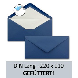 NEUSER PAPIER 25 x DIN long envelopes - dark blue with white silk lining - 11x22 cm - 80 g/m² - ideal for invitations, Christmas cards, greeting cards from The series Colorful