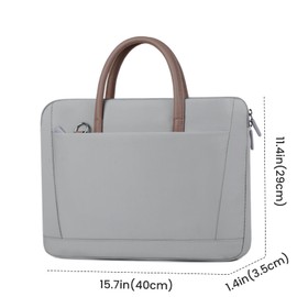 FUNSEED 15.6 Inch Laptop Bag for Women Men Polyester Lightweight Solid Work Computer Laptop Messenger Briefcase Bag for Travel Office, Grey, Large