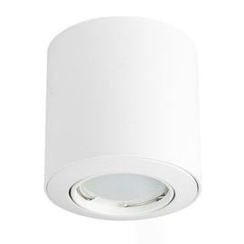 MiniSun GU10 Gloss White Tiltable Surface Mounted Ceiling Spotlight Downlight - Complete with 1 x 5W GU10 Warm White LED Bulb