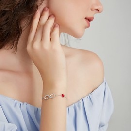 Women's Infinity Bracelet, 925 Sterling Silver/Rose Gold, Heart Bracelet, Crystals, Adjustable, Valentine's Day, Mother's Day, Birthday, Christmas Gift for Her, for Girlfriend, Mum, Stainless Steel