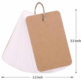 Primbeeks 8 Pack Multicolor Index Cards with Binding Rings, 320 Sheets 2.2 x 3.5 Inches Flash Cards, Double-sided Available Study Cards, Easy Flip DIY Greeting Card, Note Cards, Kraft Paper Cards