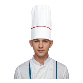 Hyzrz White Tall Chef Hat Adult Adjustable Kitchen BBQ Grill Cooking Cap for Women Men Father Mother Mom Dad Gift,Red Edge