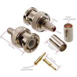 CablesOnline 10-Pack, BNC Male Crimp Type 50-ohm RF Connectors for RG58, LMR195 Coax Wire