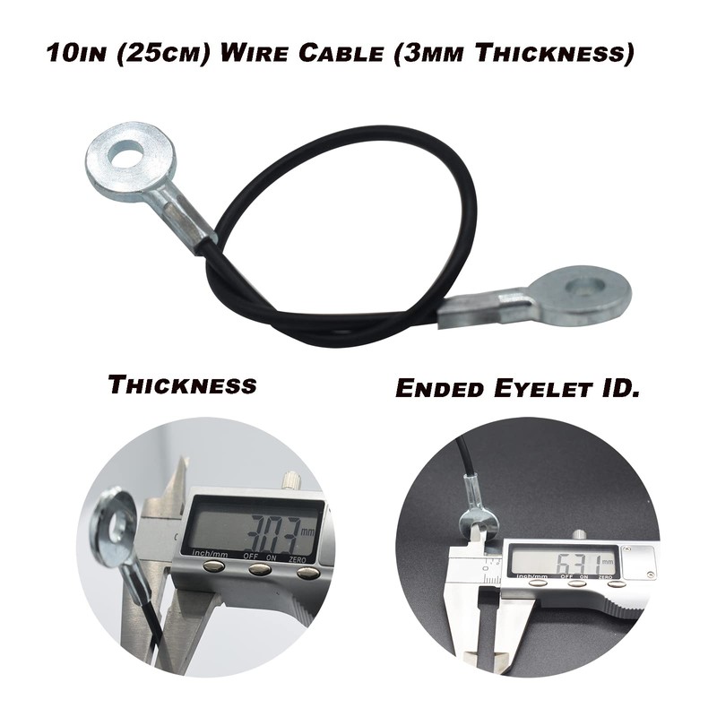 Bytiyar 1/8"(3mm) Wire Diam Galvanized Steel Cable Eyelets Ended Short