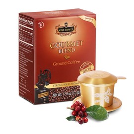 King Coffee Gourmet Blend Premium, Vietnamese Ground Coffee 500g (17.6 oz), Trung Nguyen International Coffee Arabica Robusta Roast, Strong, Bold Aroma & Taste, Pack of 2