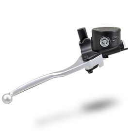 Daytona 74755 Motorcycle Retro Brake Master Cylinder Horizontal 1/2 Inch Black Body/Buff-Clear Lever Round Integrated Tank