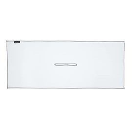 Center Cut Microfiber Golf Towel 16"x40" - Lightweight, Large Size, Super Absorbent, Fast Drying, Center Hole Drapes Over Clubs (White w/Gray Edge)