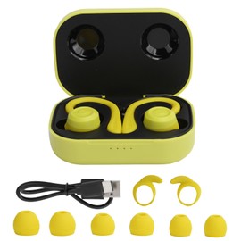 Bluetooth Ear Hooks Earphone Wireless Sports inEar Headset Earbuds with Charging Box(Jaune vif )