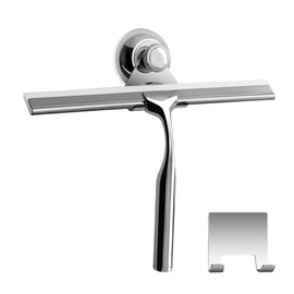 Zindoo Duschabzieher, Abzieher Dusche Edelstahl Fensterabzieher mit Besonderes Saughaken für Wand Aufhängung,White Silikon-Wischlippe ideal für Badezimmer Spiegel Fenster Glasreinigung