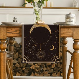 Artoid Mode Astrology Moon Magic Art Table Runner, Seasonal Mystical Gothic Kitchen Dining Table Decoration for Home Party Decor 13x36 Inch