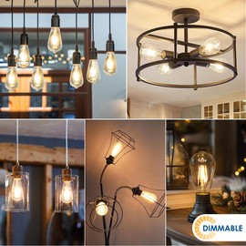 ANWIO Vintage Edison LED Lights ST58/ST19 LED Filament Lights Bulb, 4W(40 Watt Equivalent) Dimmable 2700K Warm White E26 Medium Base, Antique Glass for Home Bedroom, Office, Farmhouse 6 Pack