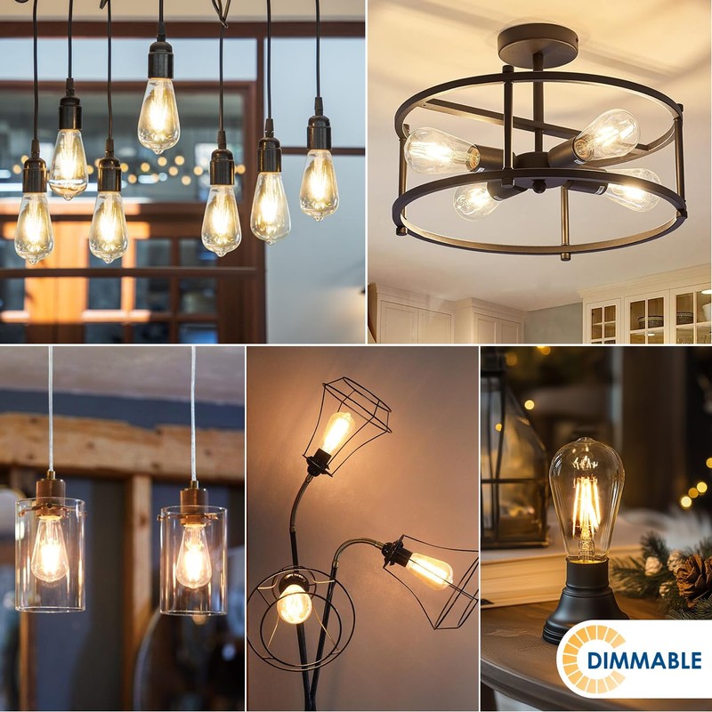ANWIO Vintage Edison LED Lights ST58/ST19 LED Filament Lights Bulb,