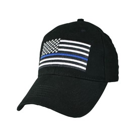 Eagle Crest Police Thin Blue Line with Flag Baseball Cap,Black,Adjustable