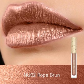 Focallure Glam Metallic Liquid Lipstick #RD01 Love Galore Metal Lipgloss Lightweight Smooth Cosmetic Long-lasting Waterproof - Color: NU02 Rope Brun