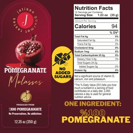 Jatisse Pomegranate Molasses 12.35 fl oz – 100% Natural, No Sugar Added, Vegan Pomegranate Syrup – Sweet & Tangy Mediterranean Molasses for Salad Dressing, Glaze, Cooking Sauce, or Desserts