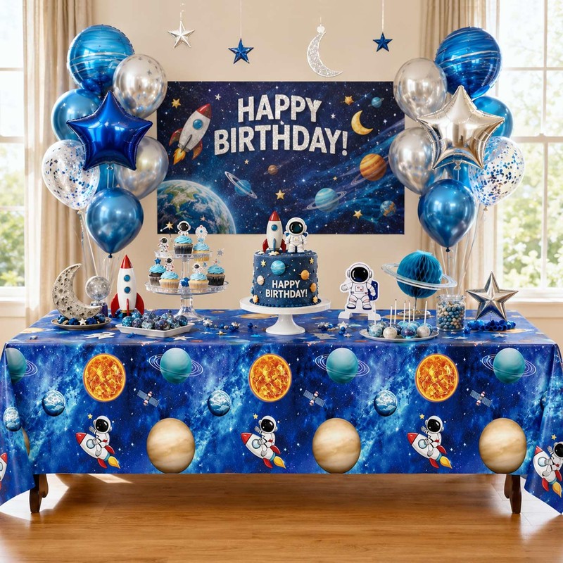 Heboland Astronaut Space Party Tablecloth, 137x274cm, 2 Pack