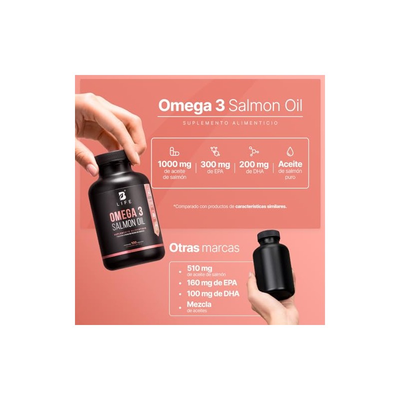 Life Omega Aceite Puro Salmón 100 Cápsulas 1000 Por Porción