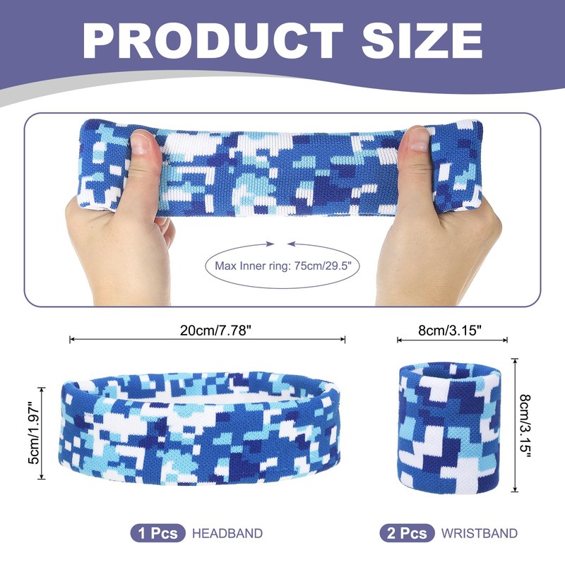 MECCANIXITY Sweat Band Set Sports Terry Cloth Headband Wristband Set