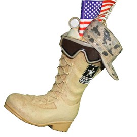 Kurt Adler U.S. Army Boot with U.S.A Flag and Icons Christmas Ornament (New Version)
