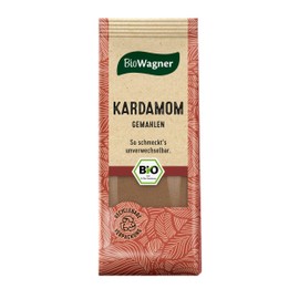 BioWagner - Organic Cardamom Ground | Refines Sweet Desserts, Asian or Oriental Recipes | Natural Organic Ingredients | Recyclable Packaging | 20 g