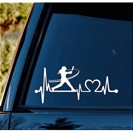 K1072 Softball Girl Batter Batting Heartbeat Lifeline Decal Sticker