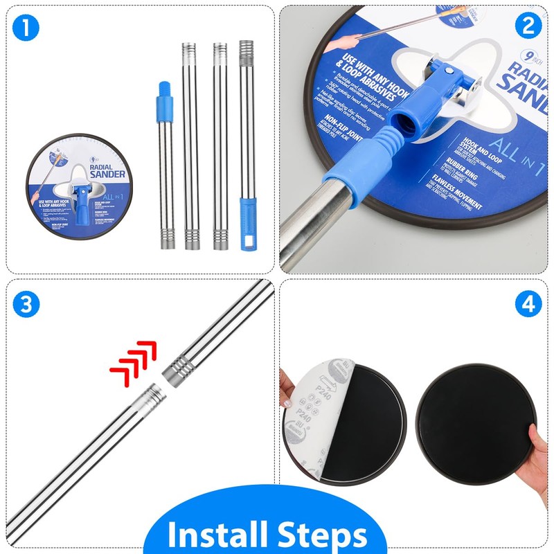 Pole Sander for Drywall,Manual Hand Radial Wall Sander with Extension