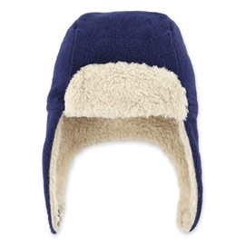 Zutano Boys’ and Girls' Cozie Fleece Furry Winter Baby and Toddler Hat, True Navy, 24M