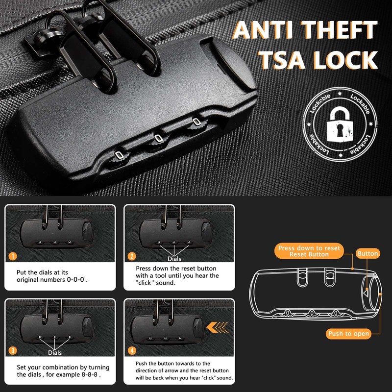 SafeDelux Lunch Bag with Combination Lock, Lunch Box for Men