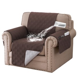 Turquoize 100% Waterproof Sofa Cover 1 Seater Triple Non-Slip Couch Cover Sofa 1 Seater Pet Friendly Sofa Slipcover Furniture Protector for Pets, Dogs, Kids (Small 23", Brown)