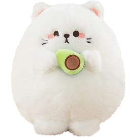 Firecos Plush Toy Cat Plushie Stuffed Animal Soft Toy Kawaii Cute Cuddly Kitten Hugging Plush Easter Carnival Birthday Gifts for Friends (White, 25cm)