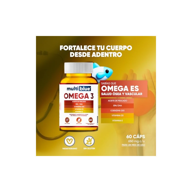 MultiBlue - Omega 3 Salmon Oil 60 Capsulas Con Aceite