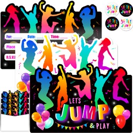 36 Pieces Bounce House or Jumping Party Invitations Cards Kids Birthday Invitations for Boys Girls Bounce House Trampoline Party Celebration Party Supplies Favors, 36 Cards with 36 Envelopes and Stickers