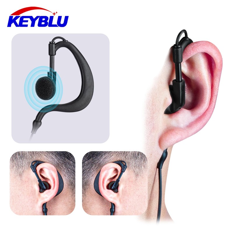 KEYBLU G Shape Earpiece with PTT Mic, 2 Pin Single