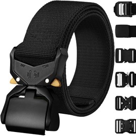 TECEUM Tactical Belt – Black B1 XL – Heavy-Duty Military, Work, Hiking,Rigger, Utility, EDC Men’s Belts – Quick-Release – Nylon Web