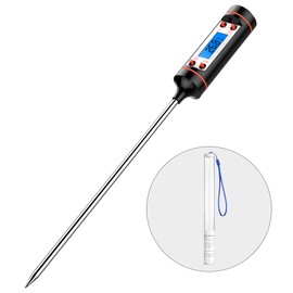 CGZZ Küchenthermometer mit Sonde, Kochthermometer, LCD-Display mit blauer Hintergrundbeleuchtung, Digitales Kochthermometer aus Edelstahl, Thermometer