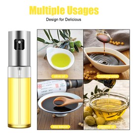 Emoly - Pulverizador de Aceite de Oliva Transparente para Uso alimentario, Botella de vinagre portátil, dispensador de Aceite para Barbacoa/Cocina/Barbacoa/Ensalada/horneado/asado