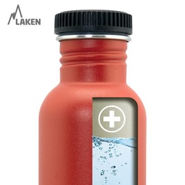 LAKEN Basic Stainless Steel Water Bottle with Screw Cap and Wide Mouth 1 Litre Blue
