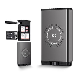 JJC Memory Card Reader Holder, High-Speed SD Card Reader w USB 3.1 Gen 2 Type-C Interface, 24 EVA Slots for 8 SD & 16 Micro SD Card, Multiple SD TF Card Case for Cameras/Smartphones/Drones-Gray