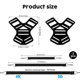 2 Pack 4-Way Flat Bungee Cord, 22-78'' Non-Slip Elastic Bungee Straps Ropes with Rubber Pad Grip Adjustable Motorcycle Bag Tack Straps with Hooks for Camping Truck ATV Off Road Cycling