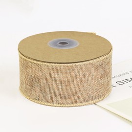 ZhXu Shuo Burlap Ribbon,2.36 Inch x 11 Yard, Natural Burlap Ribbon with Iron Wire Edge for Big Bow, Gifts, Wreath, Tree, Decoration, Outdoor Decoration