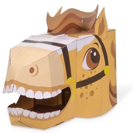 Fiesta Crafts Horse 3D Mask Kit - Colourful & Easy to Assemble Horse Head Costume - Complete Arts and Crafts Set to Improve Motor Skills, Creativity, & Imagination - Fits Kids & Adult Heads