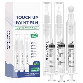 Touch Up Paint Pen Kit, New Upgraded 3 Refillable Paint Pens with 3 Types of Brushes, Fillable Paint Touch Up Pens for Walls, Furniture, Floors, Windows, Doors(New Upgraded 6 Pcs Pack of 1)
