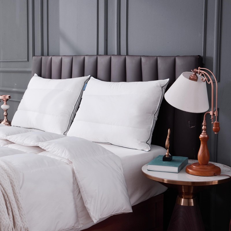 ROSE FEATHER Goose Down Feather Pillows Queen Size Set of