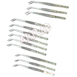 ArtLab-New Dental College Cotton Plier Tweezer Dressing plier angled 6" tweezer serrated plier Dental Instruments Premium Stainless Steel (PACK OF 12 EACH)