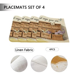 God Says You are Placemats Set of 4, Christian Placemats 12x18 inch