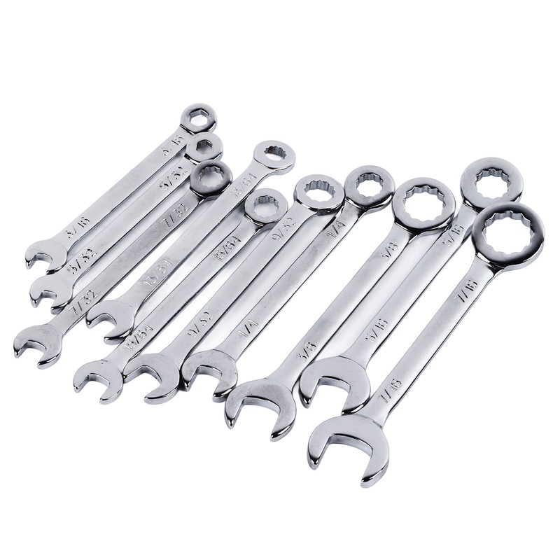 10PCS Mini Combination Wrench Set Steel Inch Open End Small